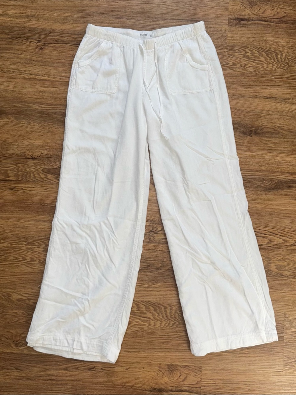 White Drawstring Pull On Pants